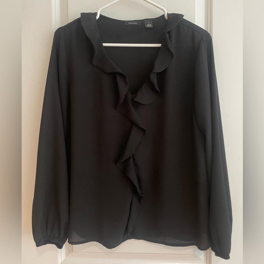 Black Ruffled Blouse by Halogen.